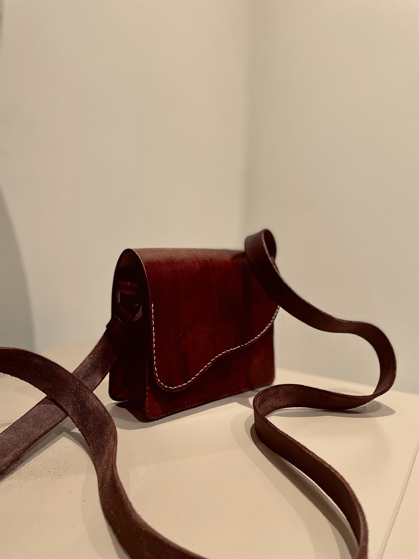 Crossbody saddle bag, front view on white background