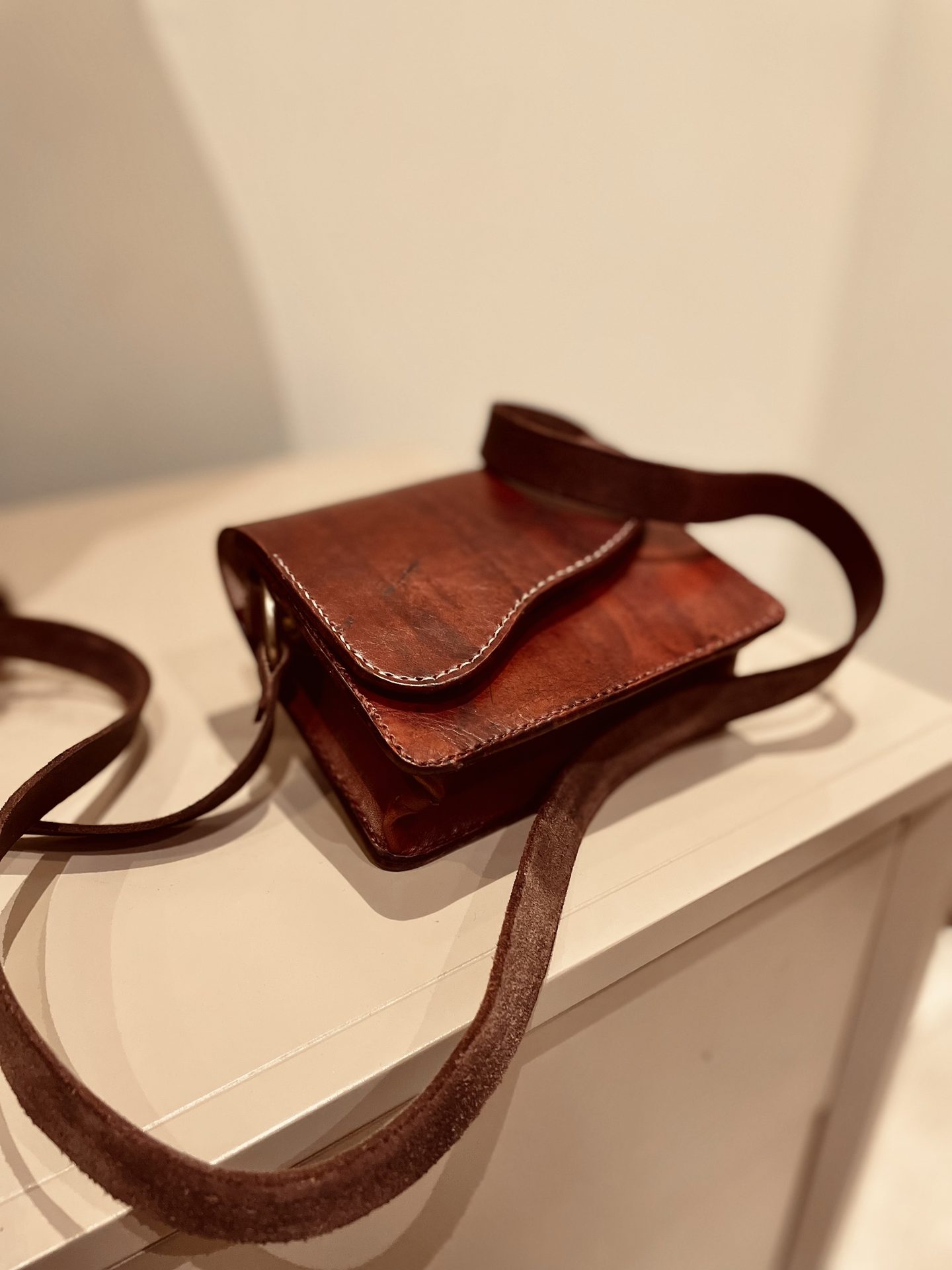 Saddle bag displayed in the studio