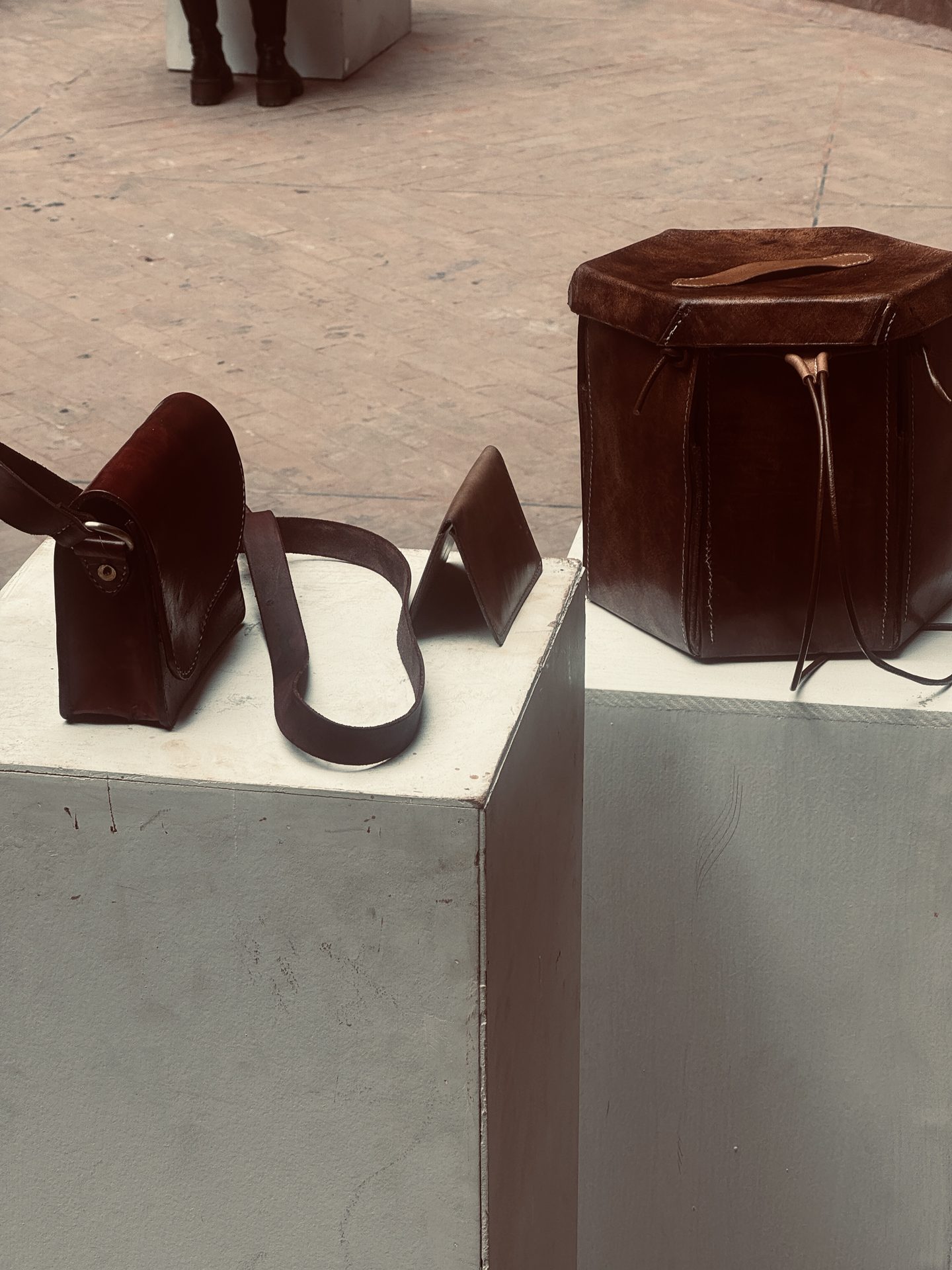 Wallet and saddle bag, close display detail