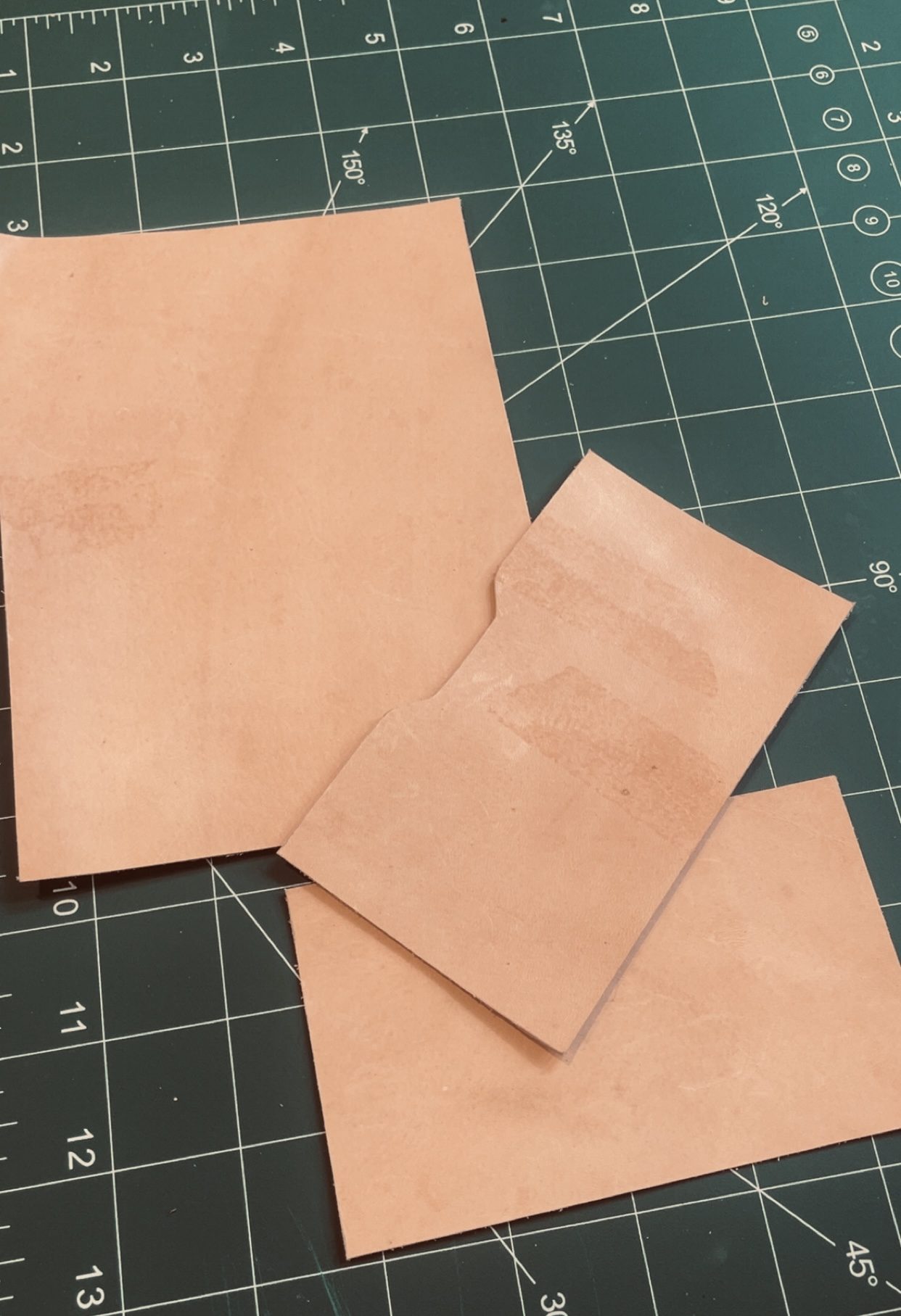 Cut leather pieces ready for stitching