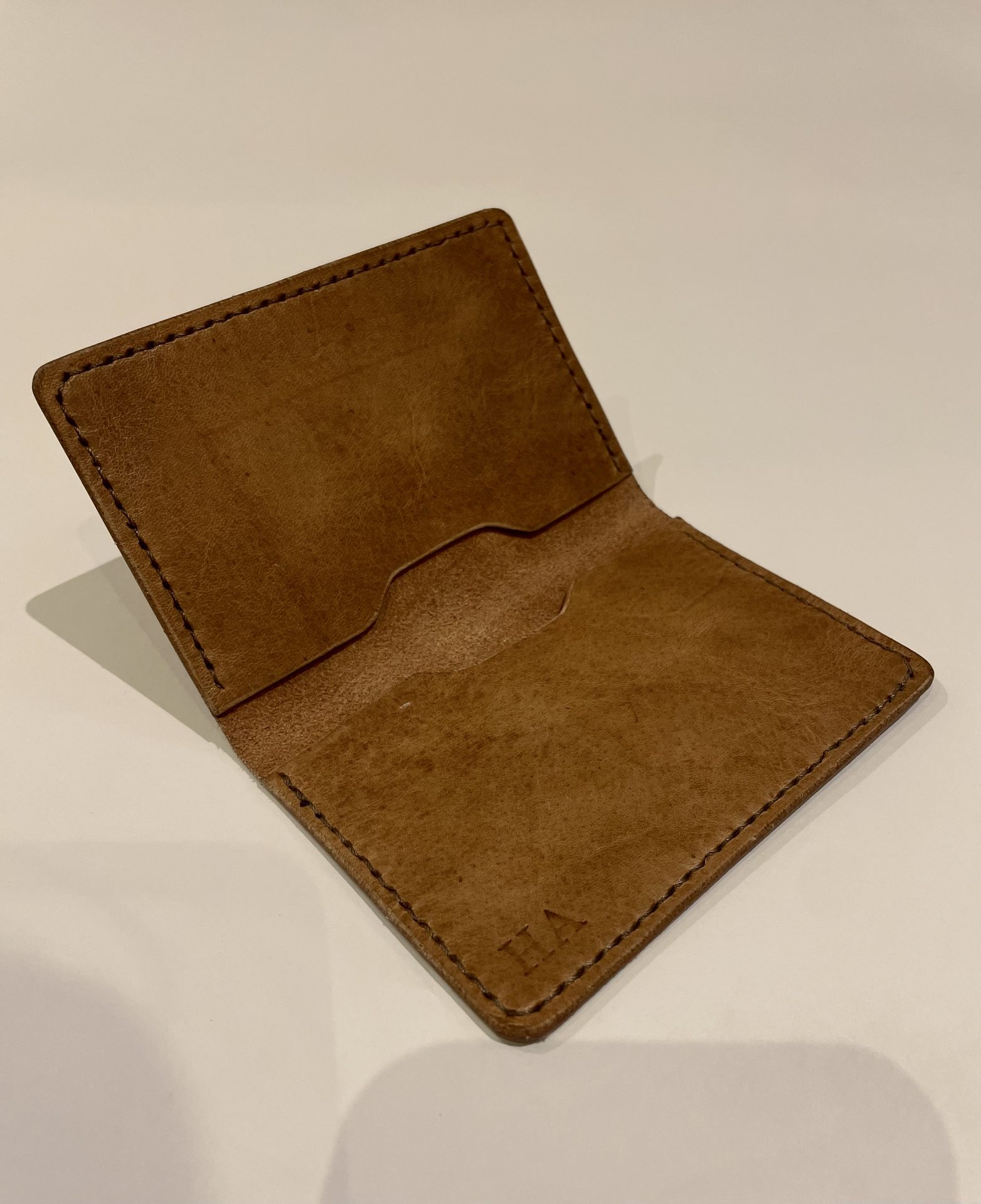 Finished leather wallet, interior view