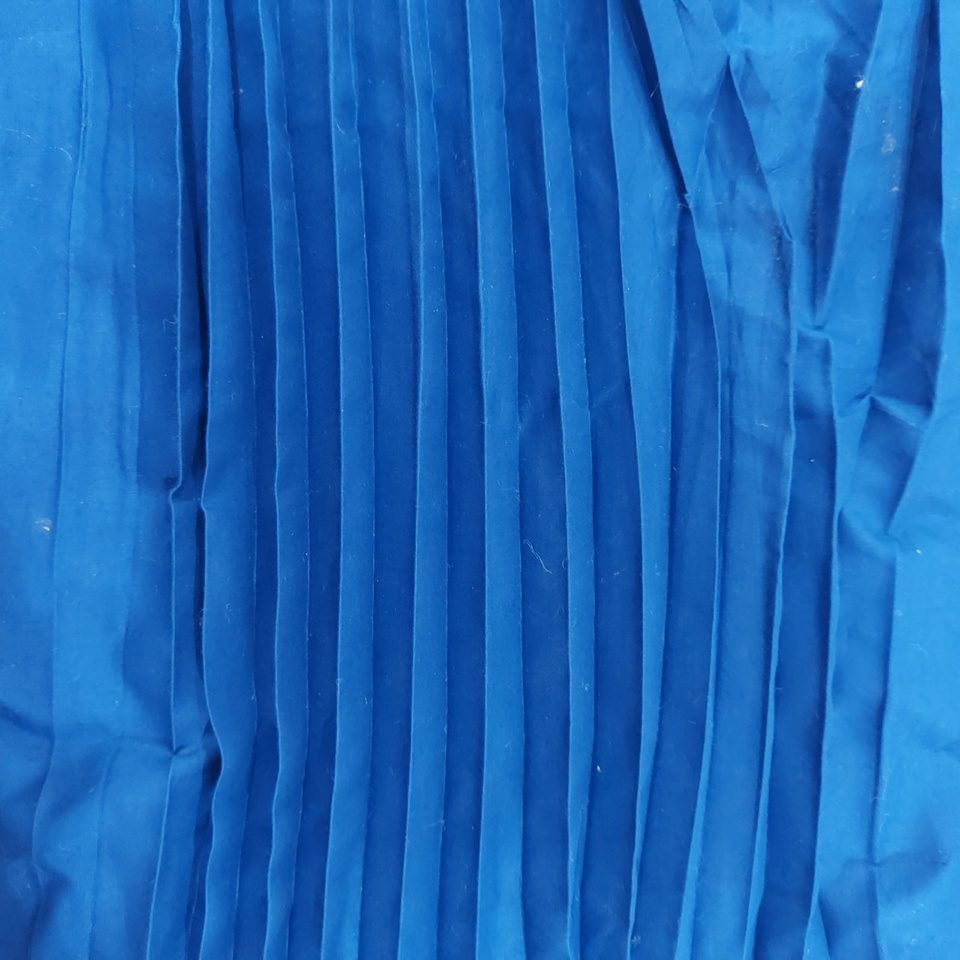 Cobalt knife-pleated cotton