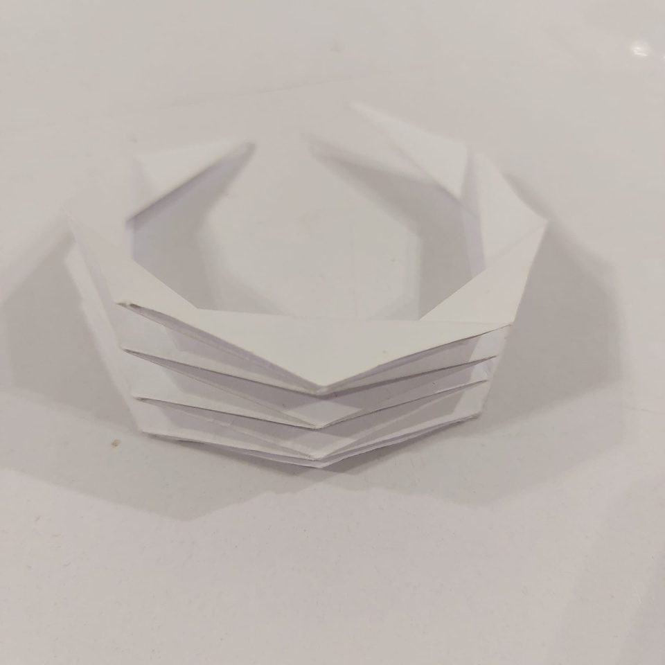 Octagonal stacked paper ring fold