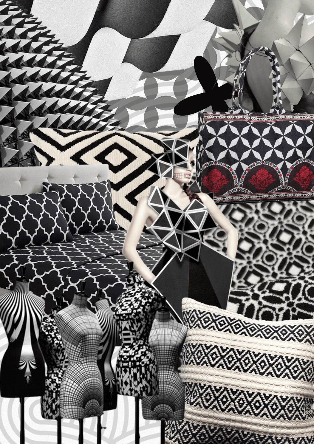 Monochrome geometric moodboard