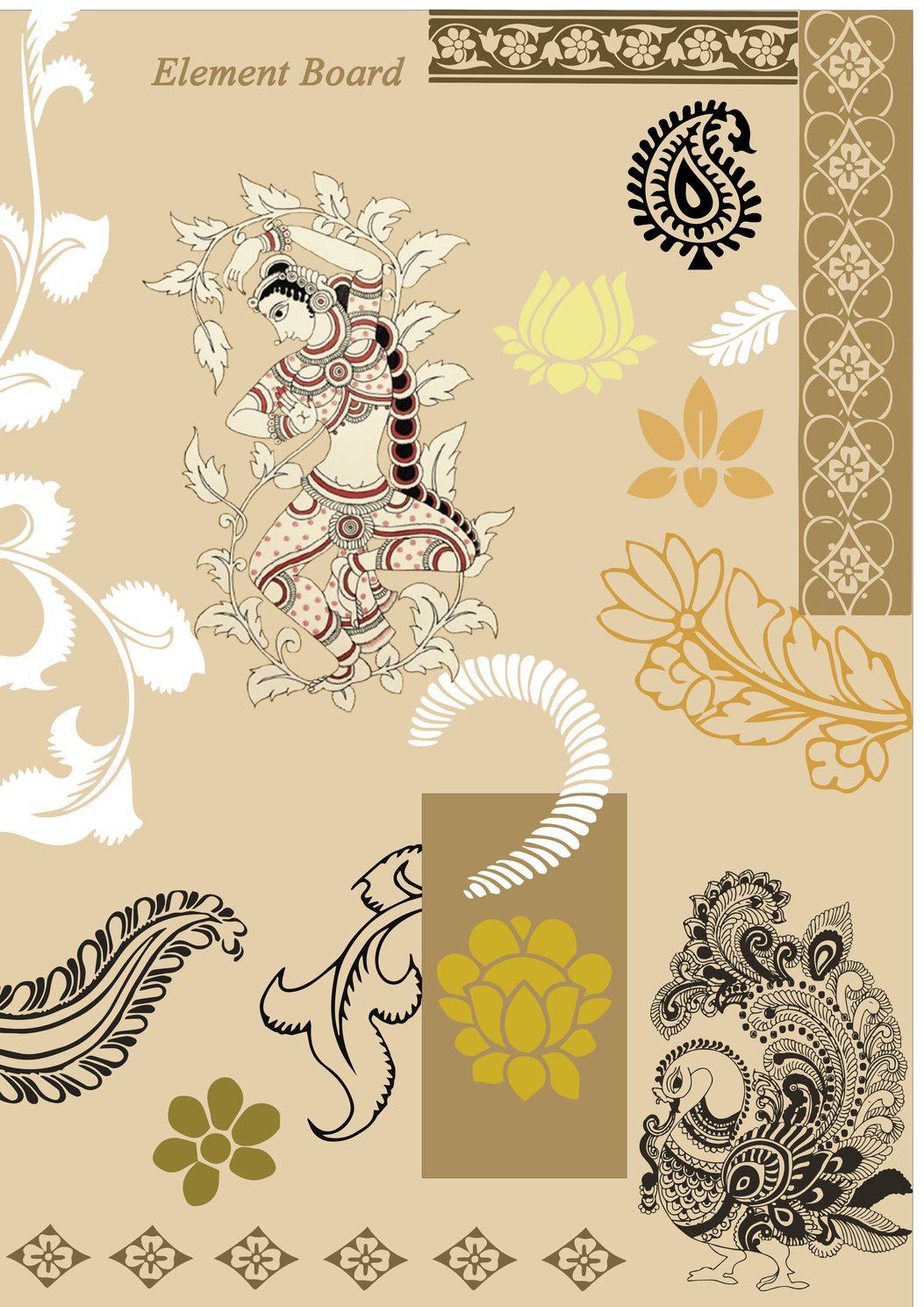 Element board of Kalamkari motifs