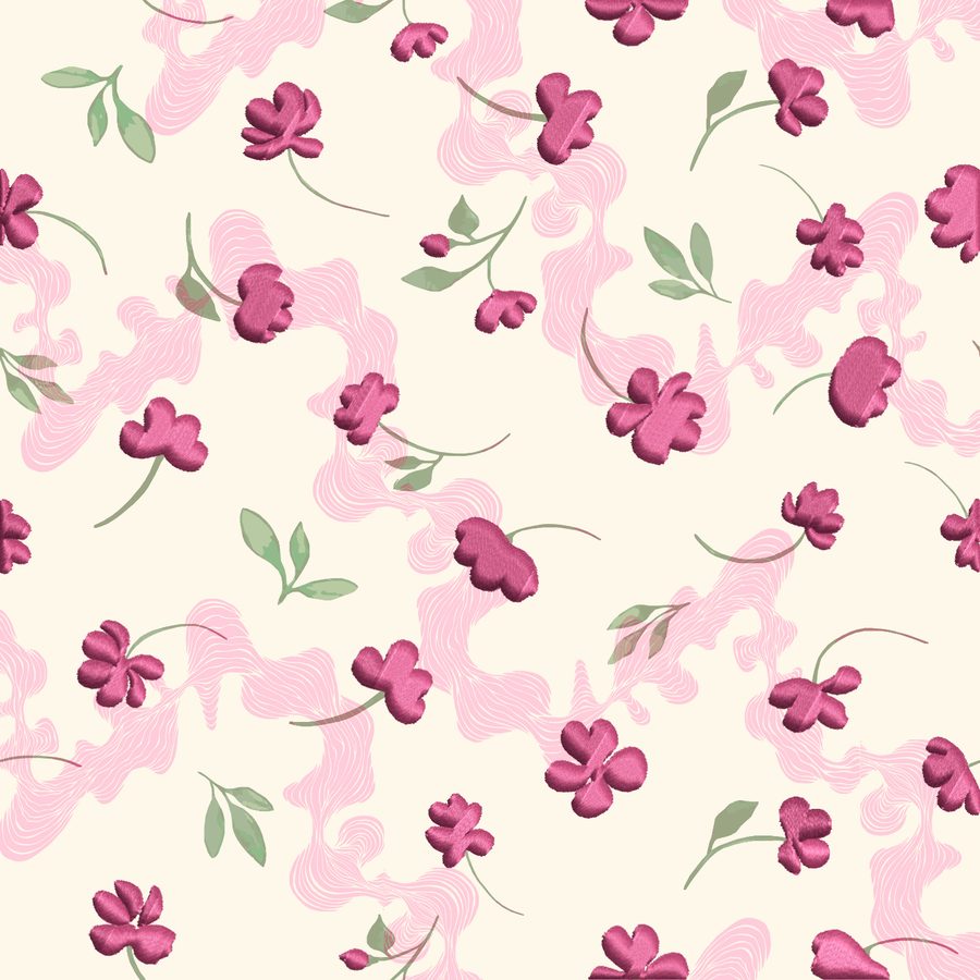 Final floral print, embroidered colourway