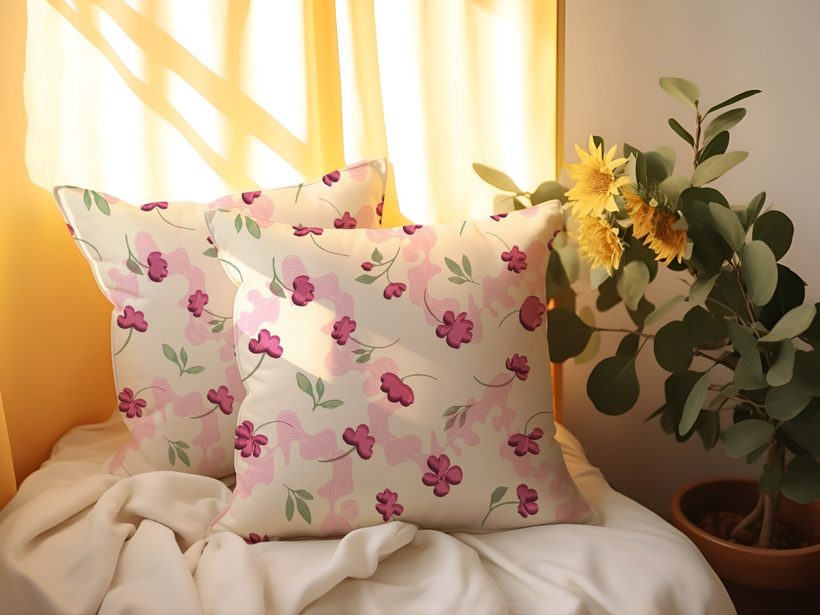 Floral print on scatter cushions