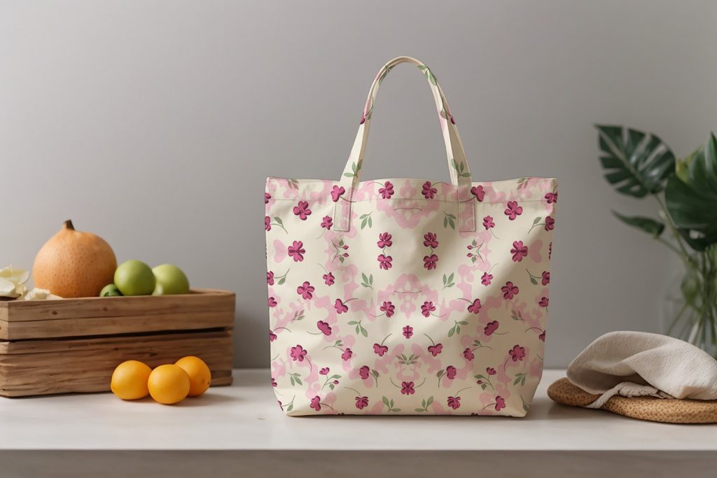 Floral print on a tote bag