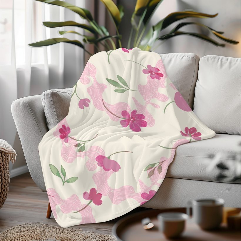 Floral print on a sofa throw
