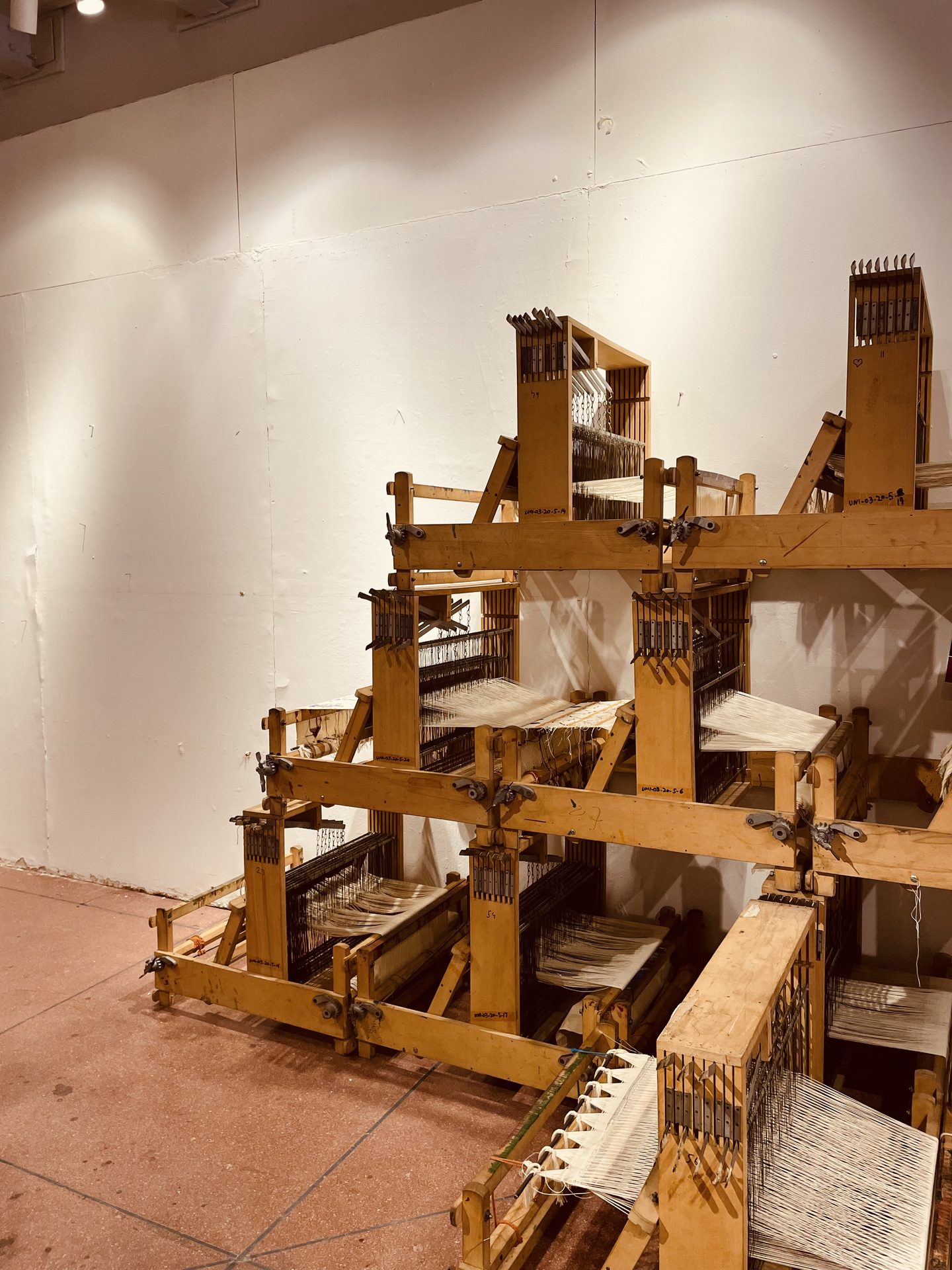 Wooden jacquard loom frame in the studio
