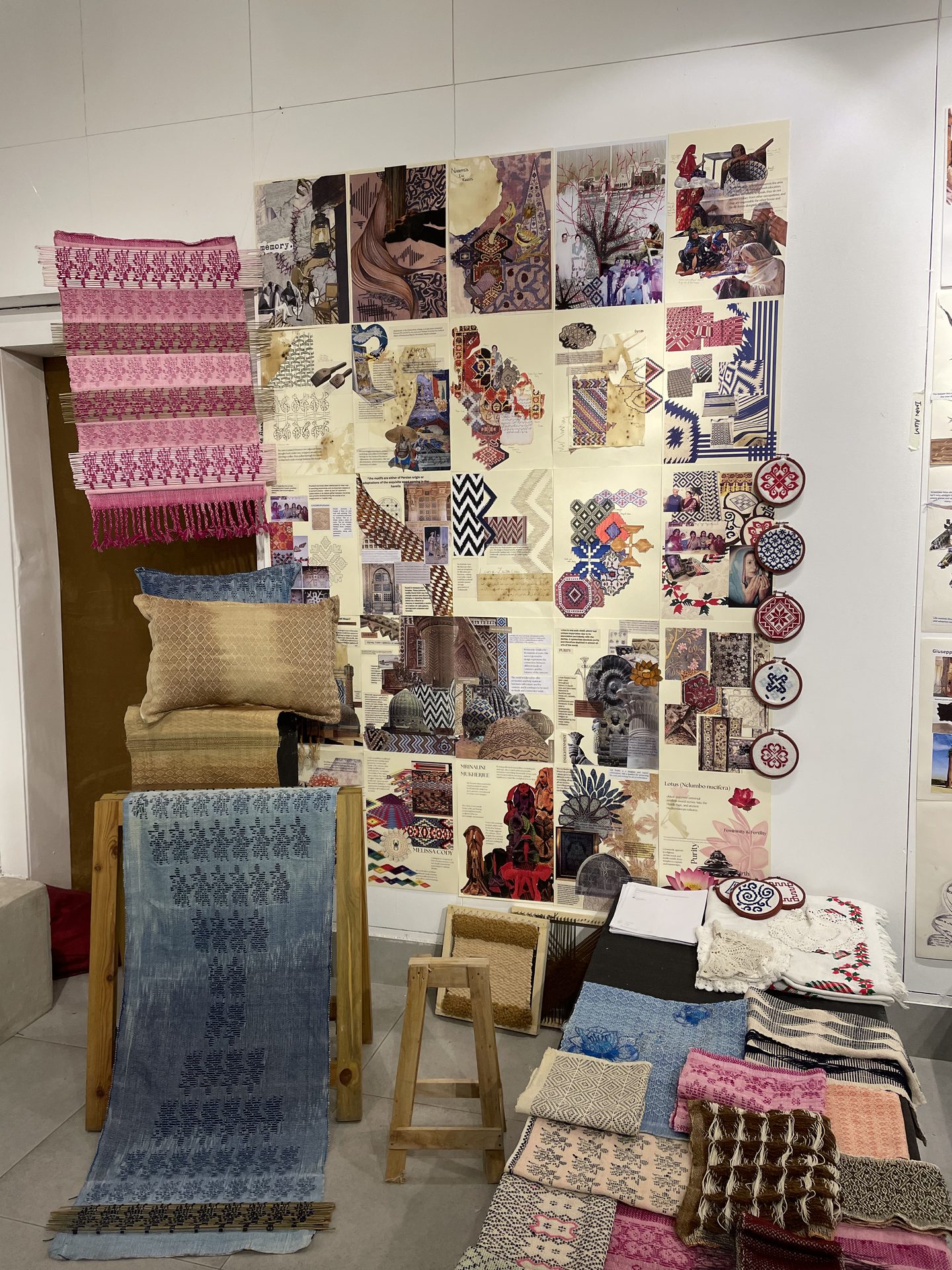 Final exhibition display of woven samples