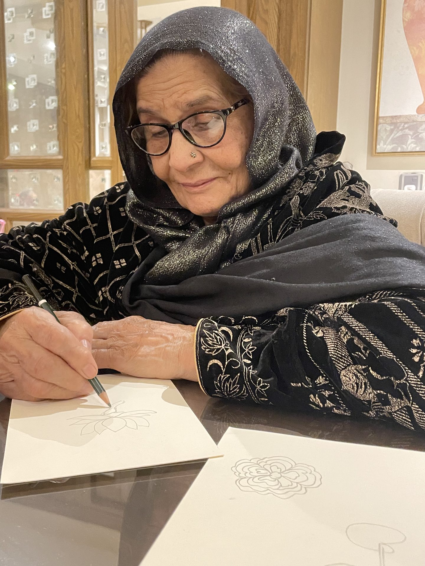 Portrait of the designer's grandmother, smiling